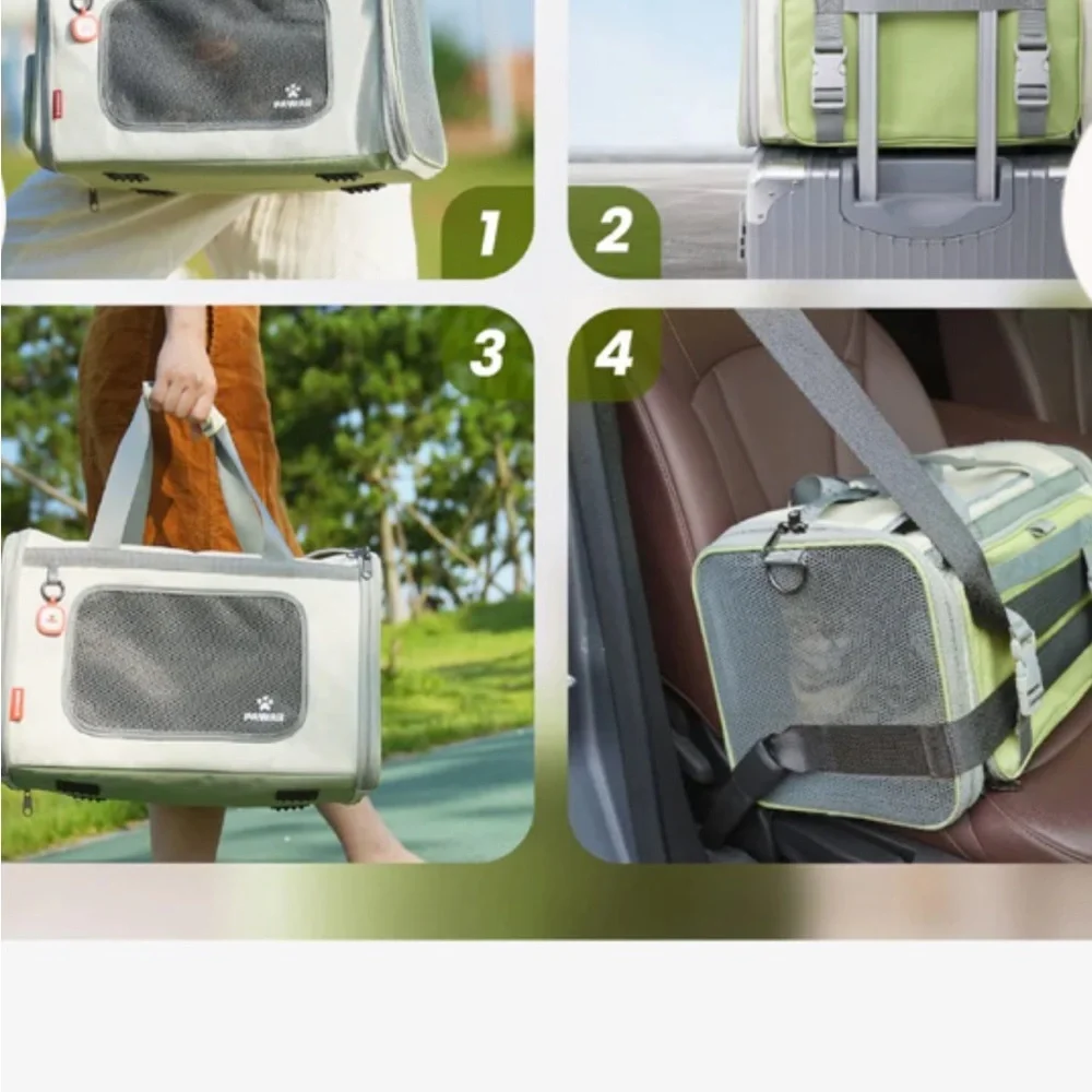 Pawaii Pet Travel Carrier Bag for Cats And Small Animals - Light Green & Gray
